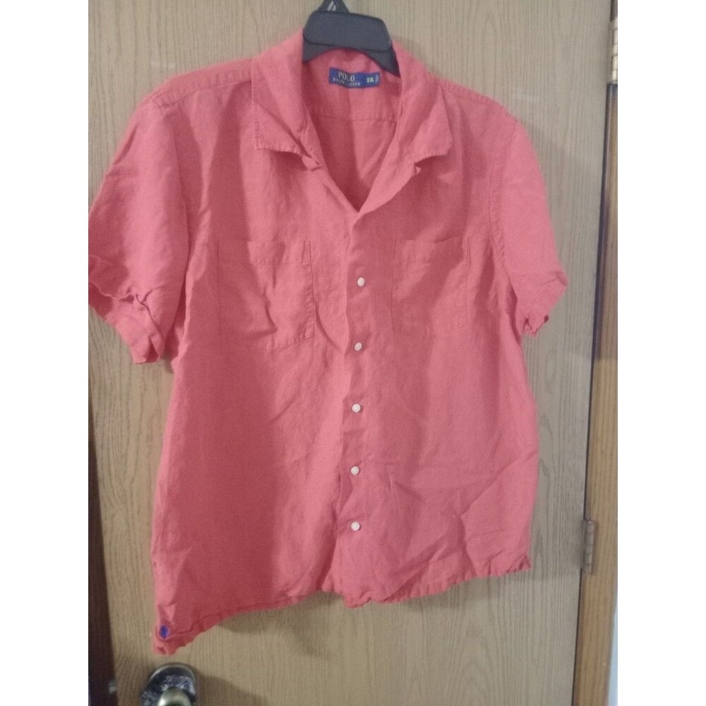Ralph Lauren Shirt Mens XXL Silk Linen Button Vintage Caldwell Pink